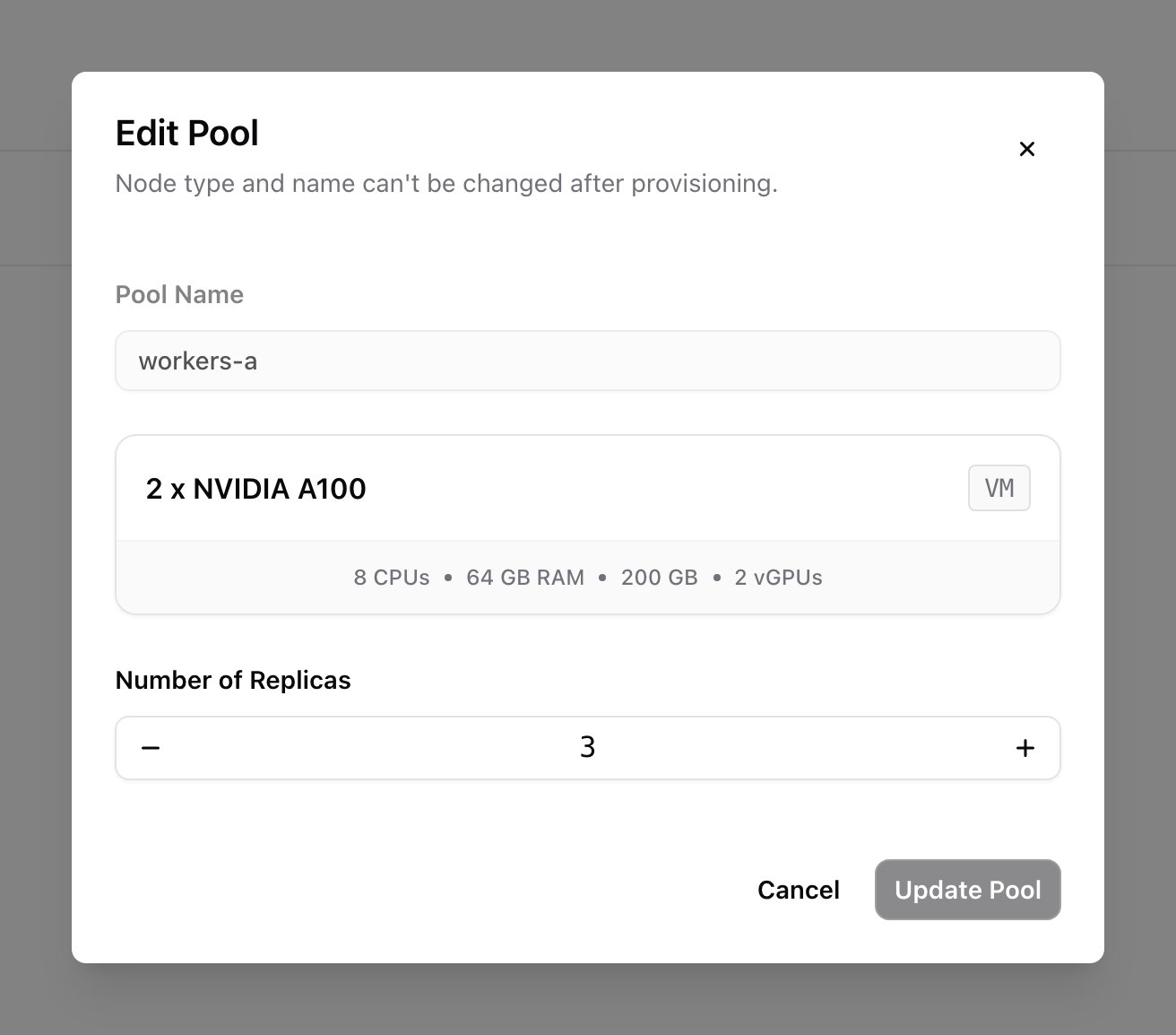 Edit Pool modal