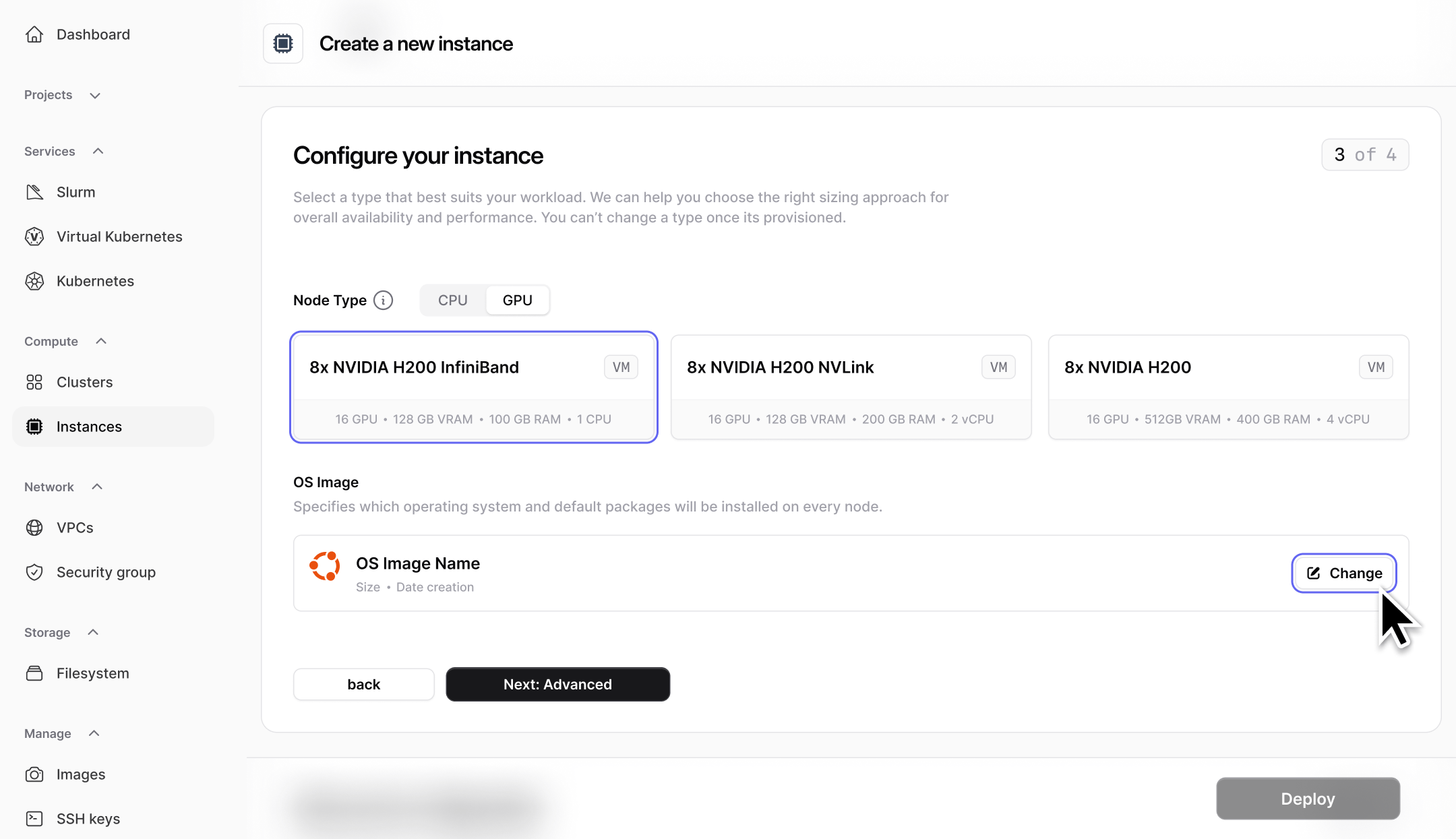 Instance Flow Custom Image