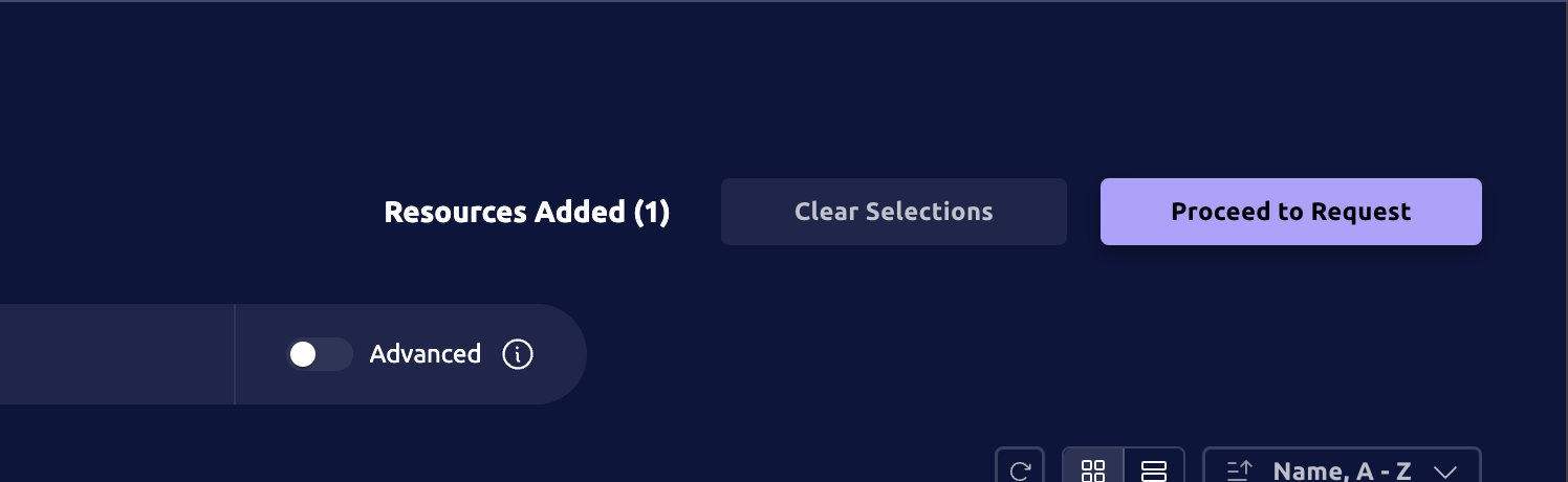 Teleport Proceed to Request button after selecting a resource