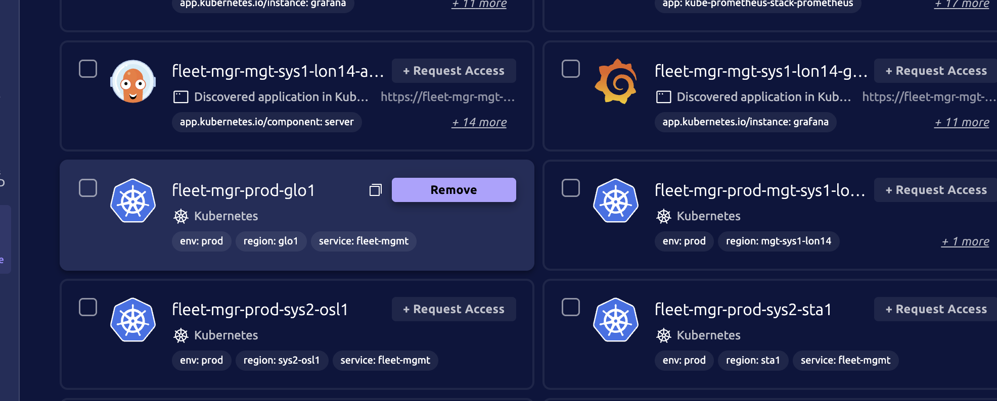 Fleet Manager production Kubernetes clusters in Teleport