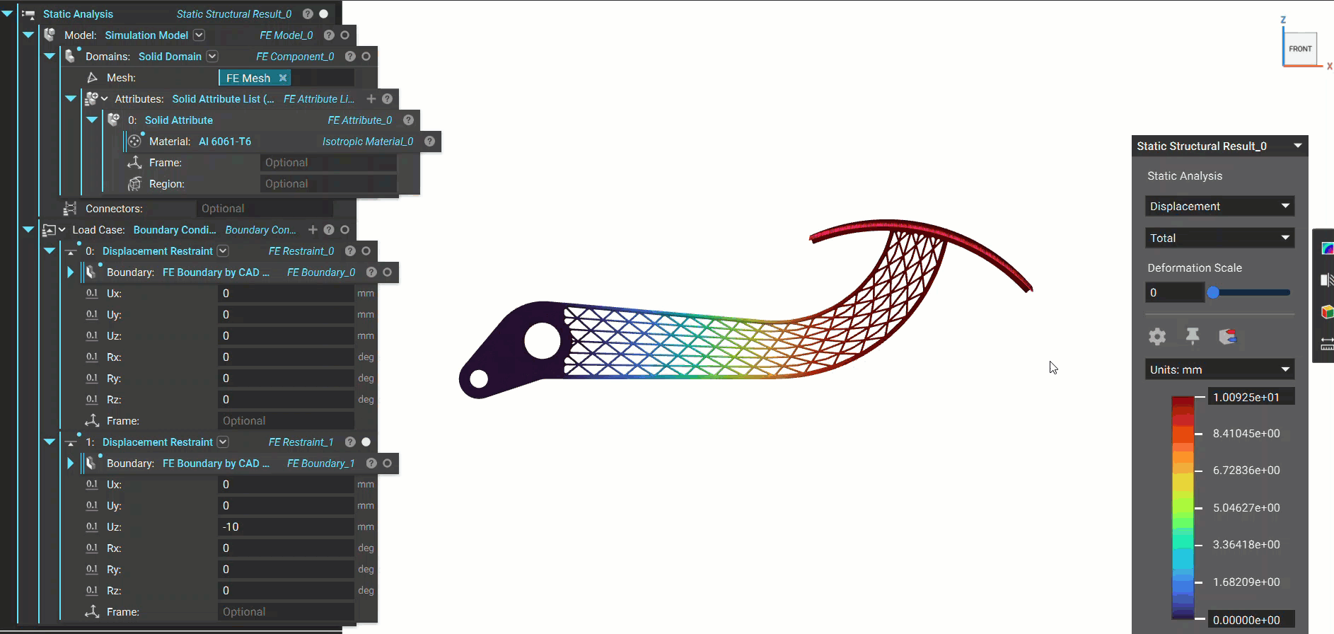 Results of the static analysis performed on the brake pedal