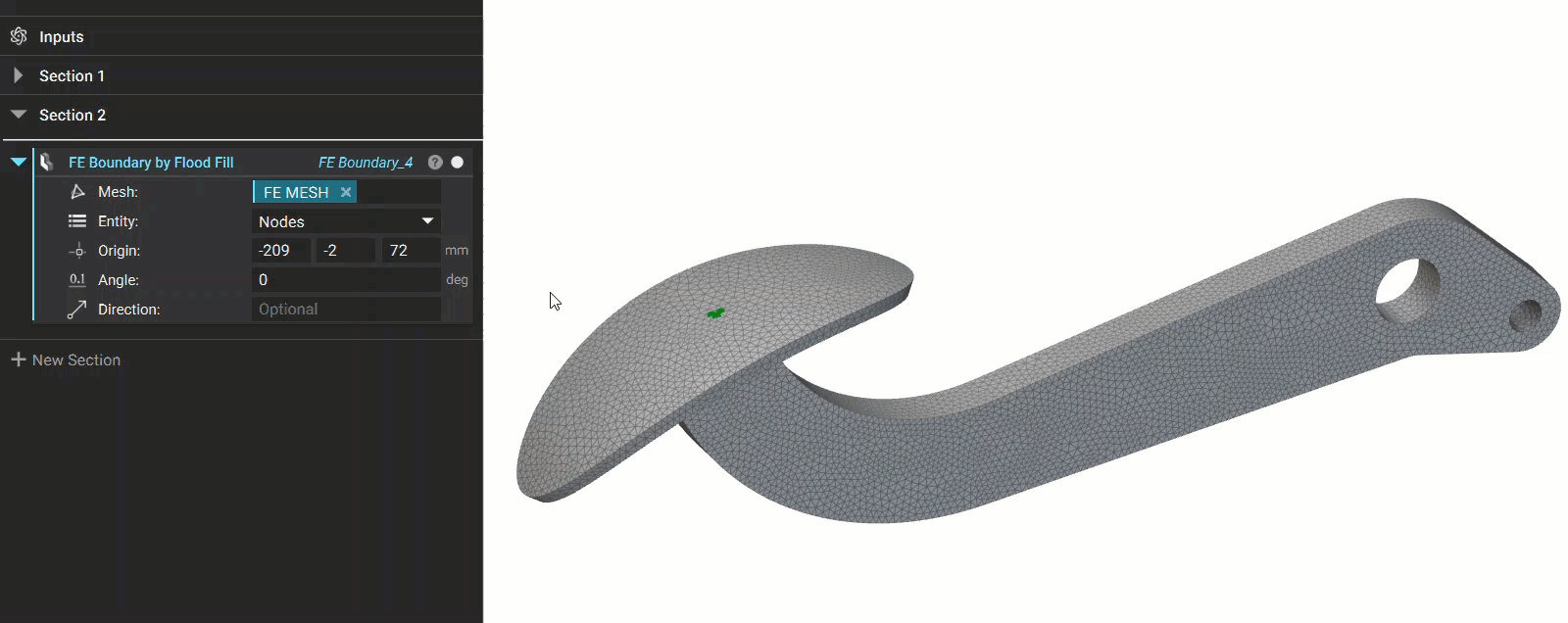 The gif demonstrates how different values of degrees for the angle input changes the boundary selection