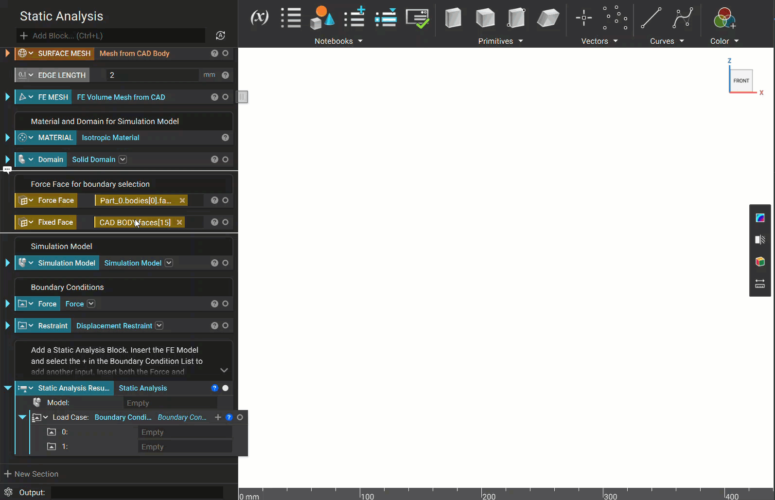 An example static analysis on a brake pedal model
