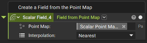 The Field from Point Map block converts the input point map into a field.