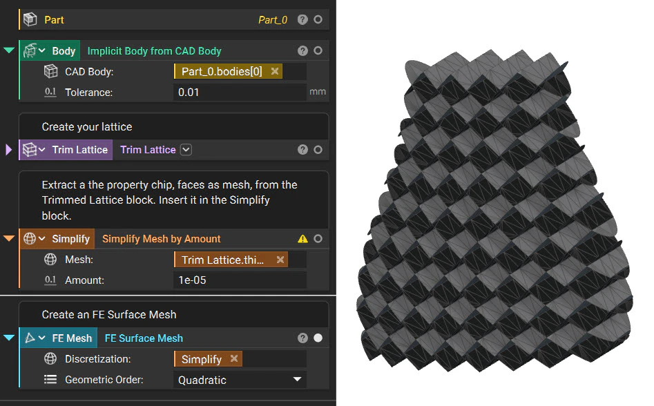 The nTop notebook next to an FE Surface Mesh.
