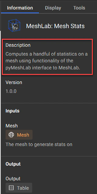 MeshLab Details Panel
