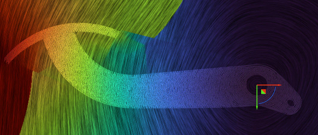 An image of the vector field of the brake pedal static analysis.