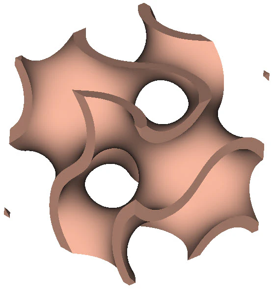 An implicit view of a gyroid unit cell