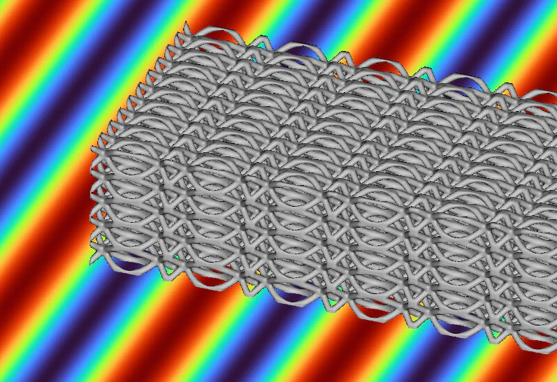 The sin wave remapped lattice overlayed over the sin wave field