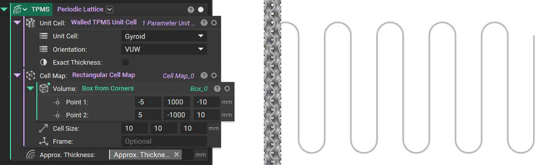 The gyroid structure that will be mapped to the centerline curve