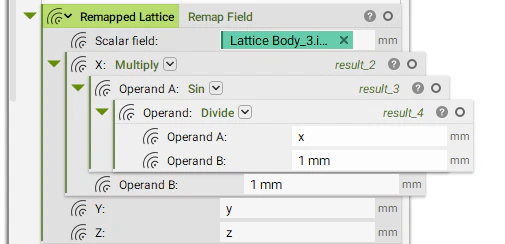 Remapping the field of the lattice body using the sin field