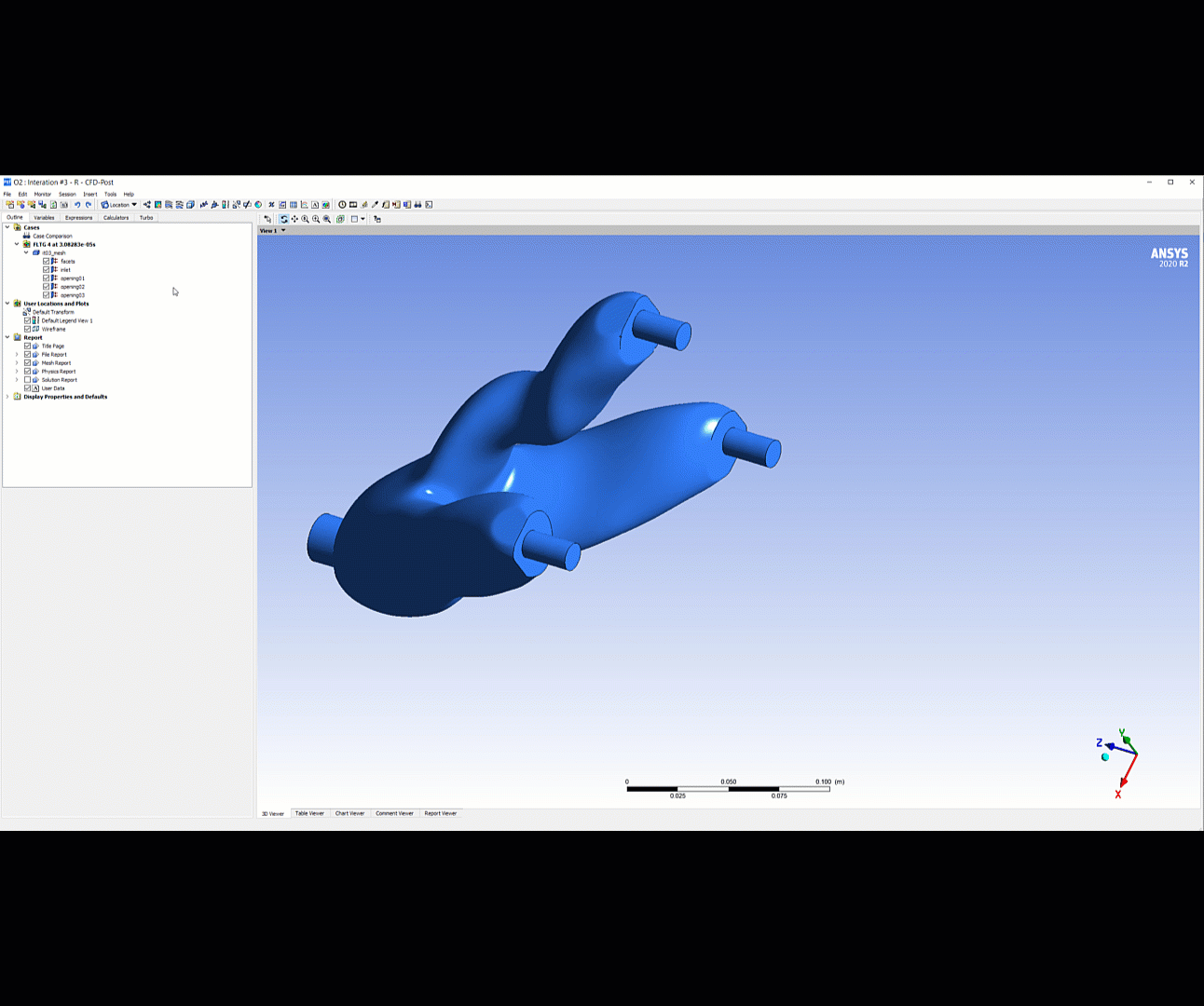 A gif showing how to generate and export a variable from Ansys CFD Post in CSV format.