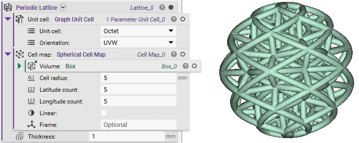 A periodic lattice generated from a spherical cell map
