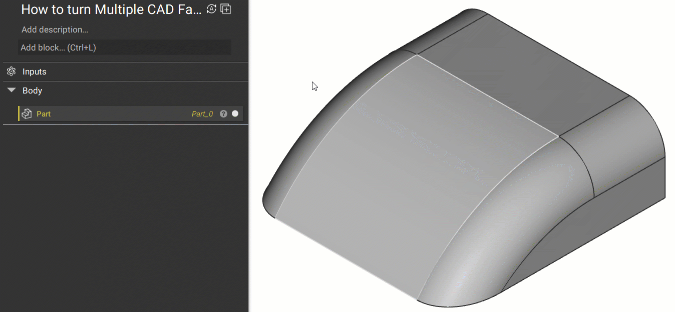 Creating a CAD Face List by selecting faces of the imported CAD body