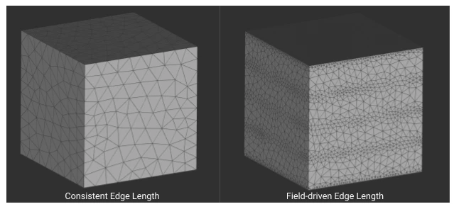 Two meshes with different edge length values