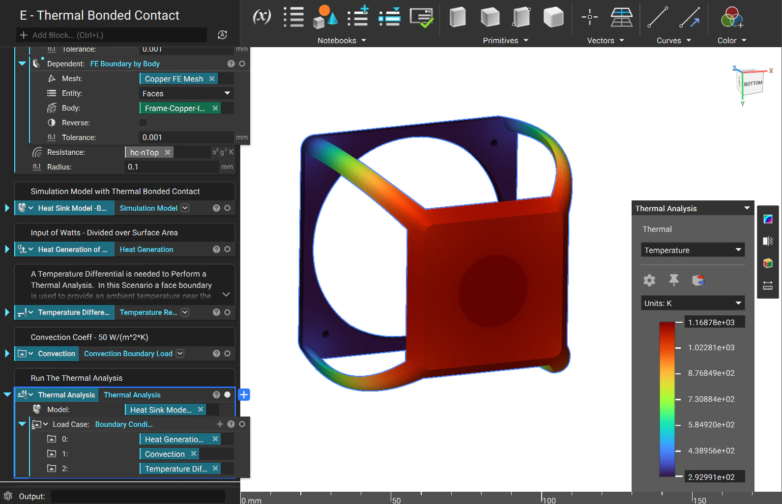 The thermal analysis results that were calculated using the Simulation Model and boundary conditions.