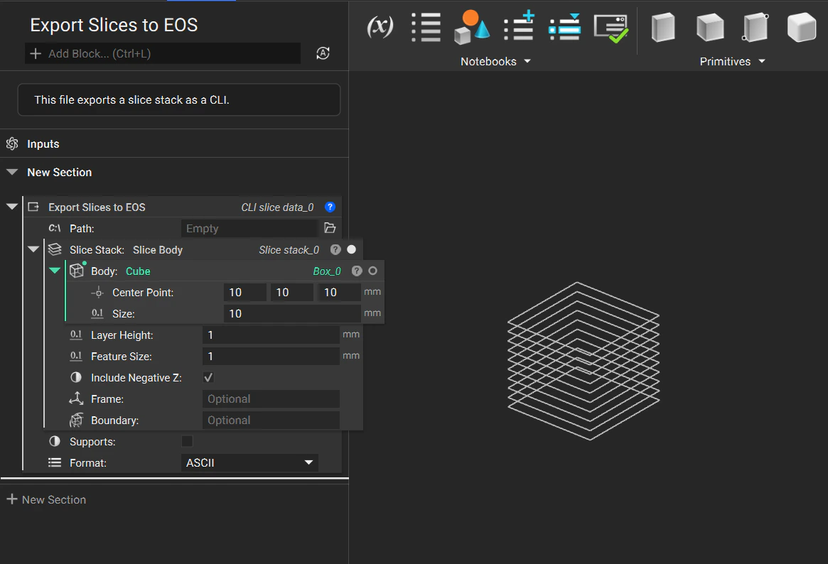 Export Slices to EOS