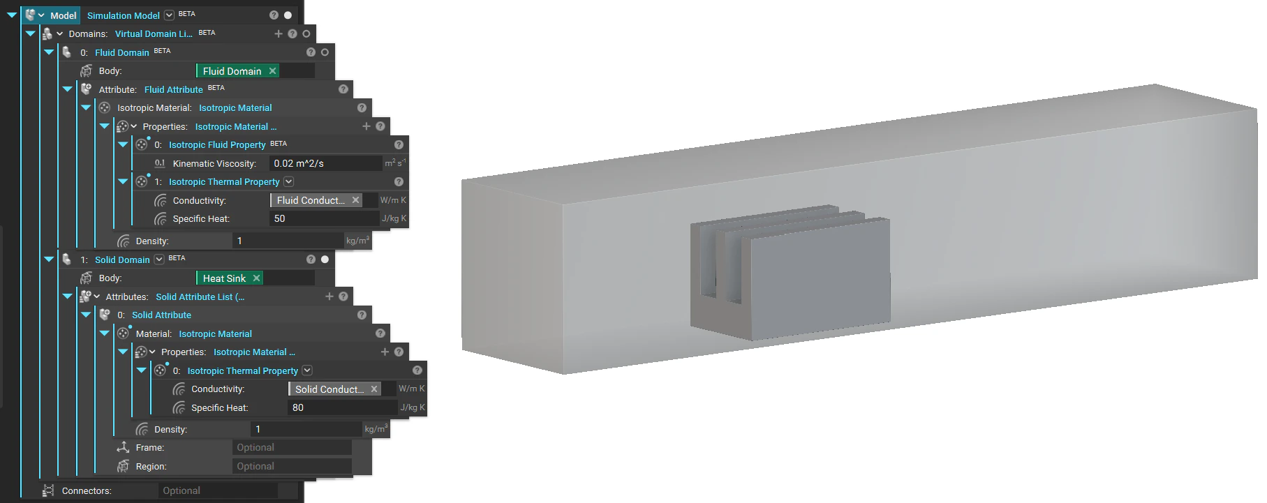 Simulation Model setup for having two Domains Solid and Fluid