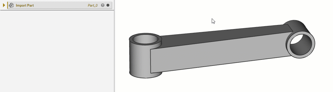 A gif example showing how to create CAD edge variables from an imported CAD part.