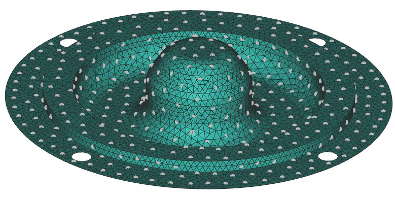 A mesh with the Random Points on Mesh block applied.