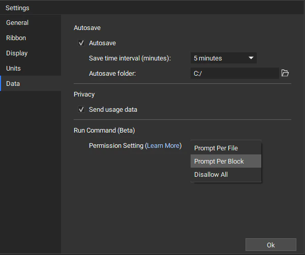 Run Command Permission Settings