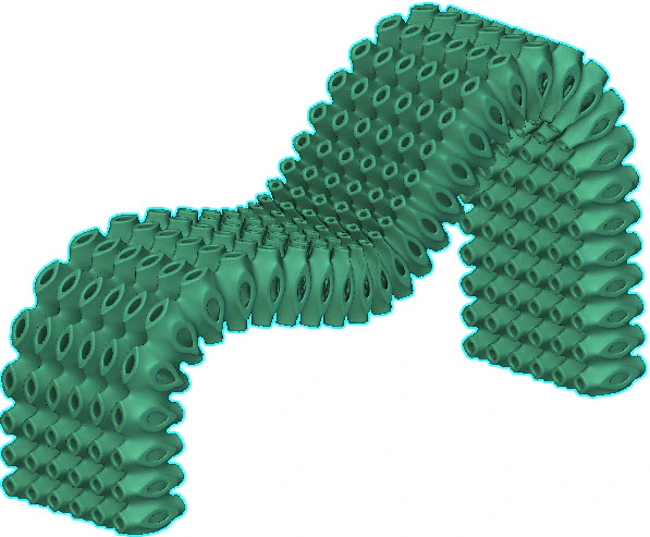 A conformal surface lattice created using a quad mesh.