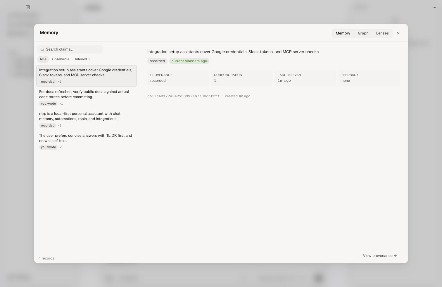 Memory records viewer
