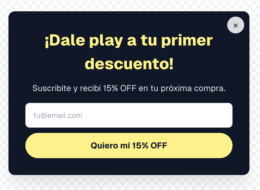 Popup estilo minimal