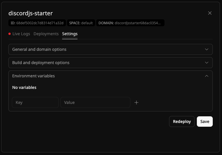 Frame environment variables