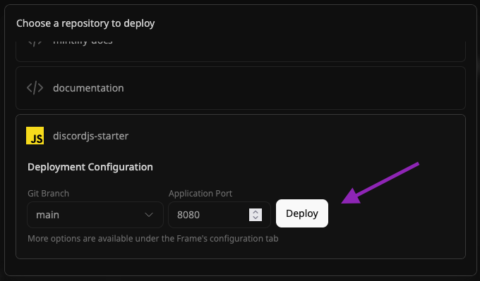 Select repository section