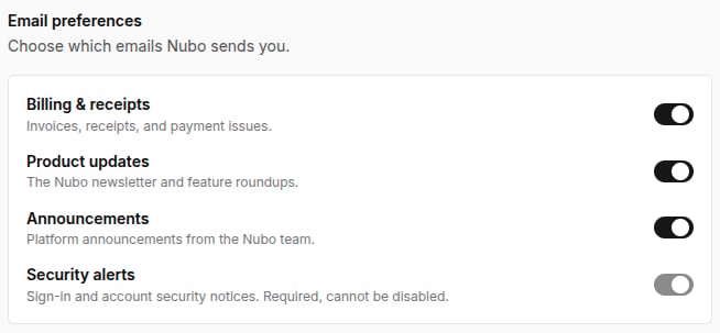 Email settings