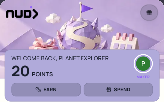 Actual Planet Nudj widget header showing Maker tier and 20 spendable points after a reward purchase