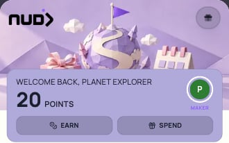 Actual Planet Nudj widget header showing Maker tier and 20 spendable points after a reward purchase