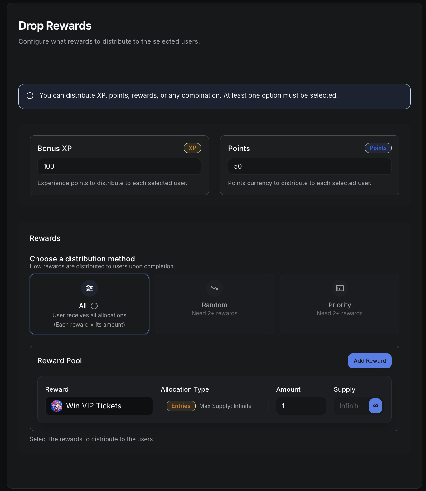 Gift Rewards Distribution Configuration