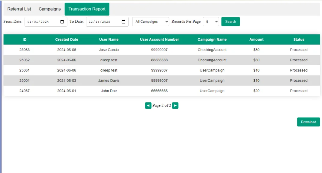 Transaction report