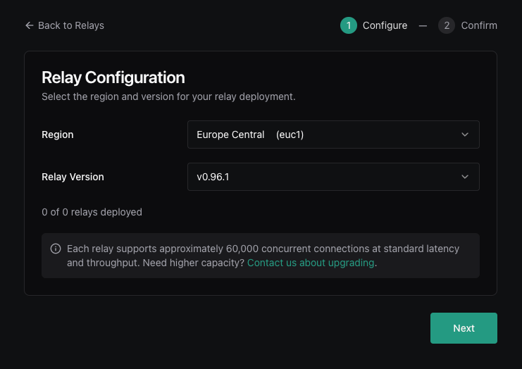 Add relay dialog