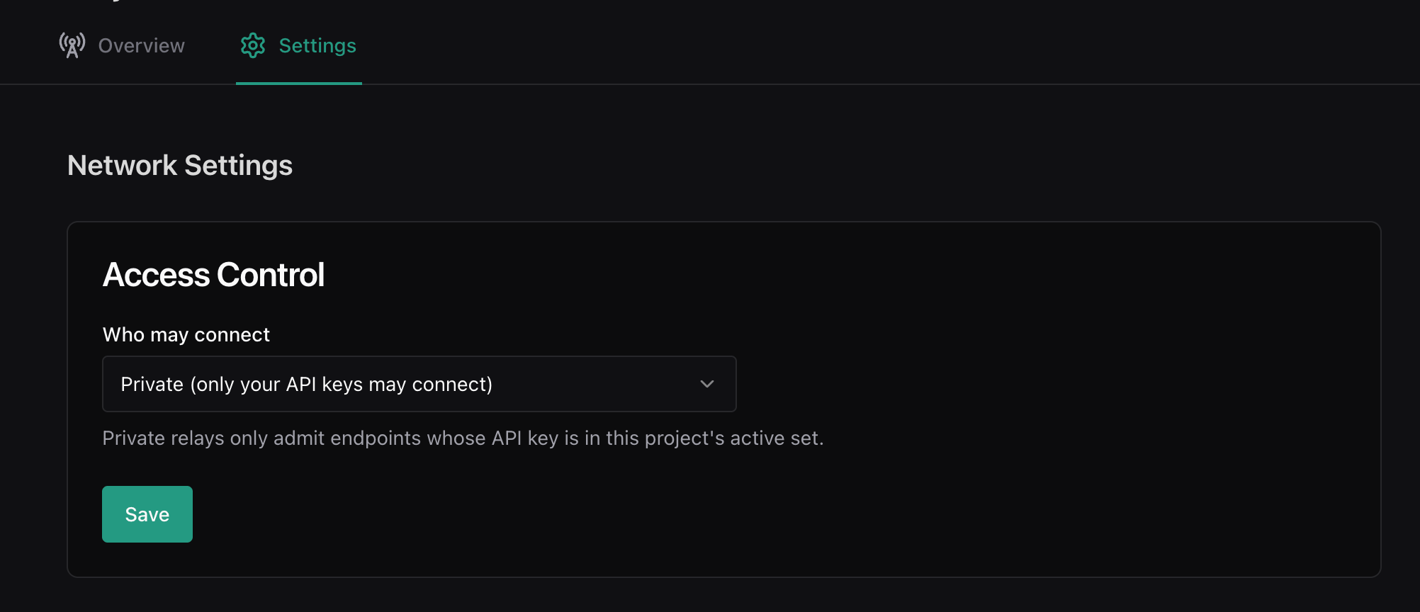 Relay access control settings