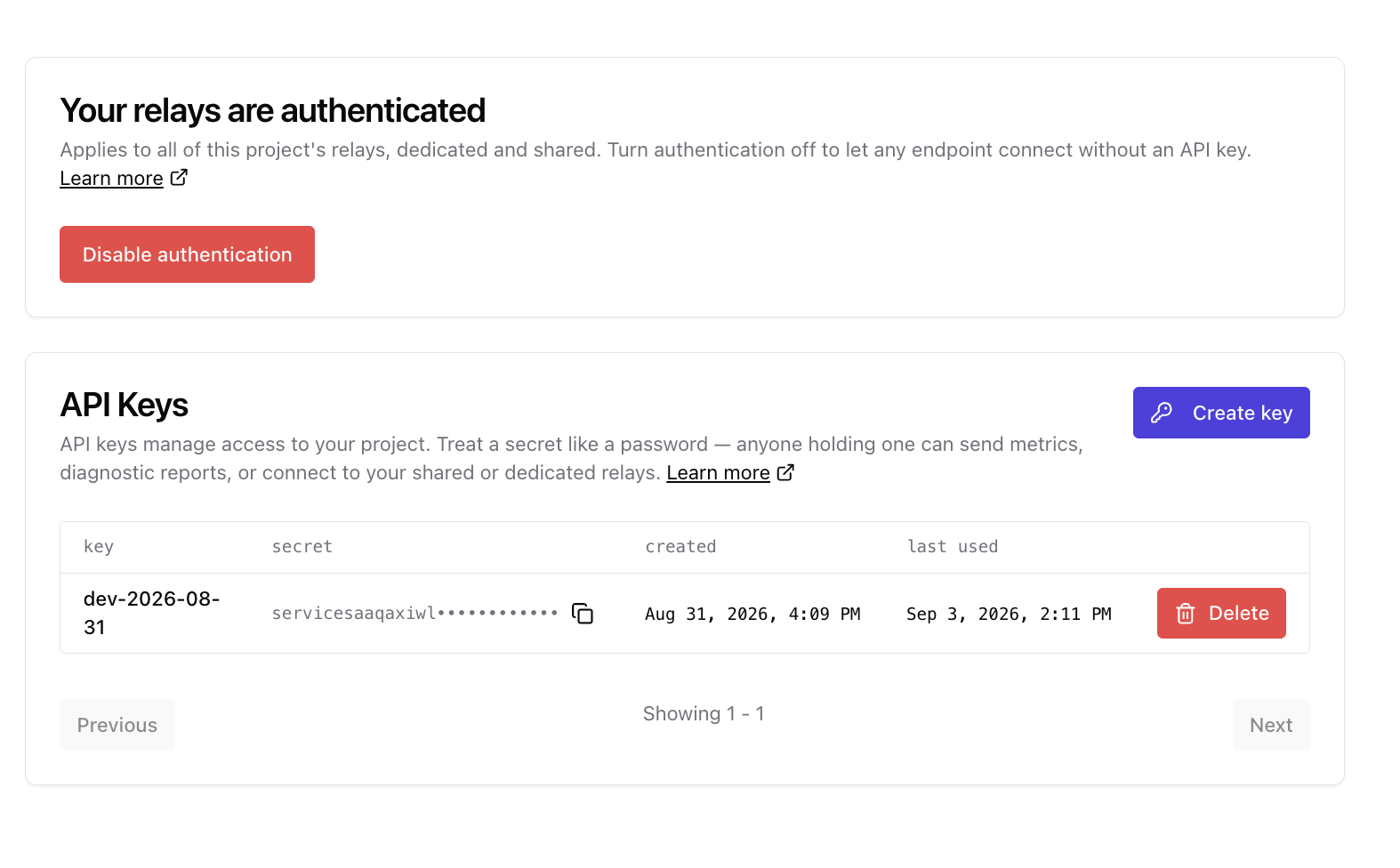 Relay access control settings