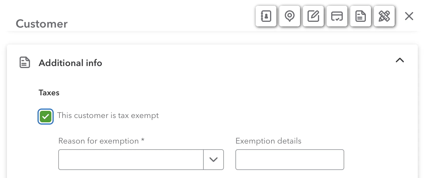 Customer tax exempt