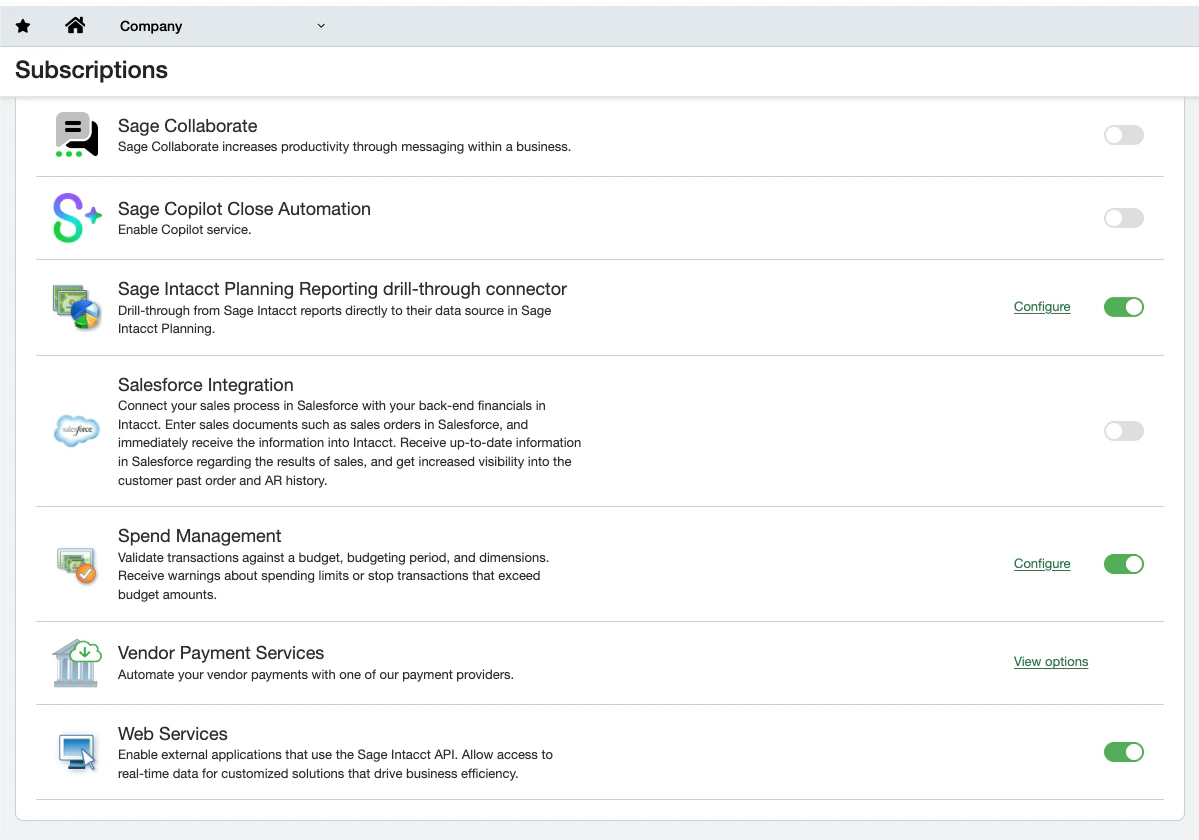 Enable Web Services subscription