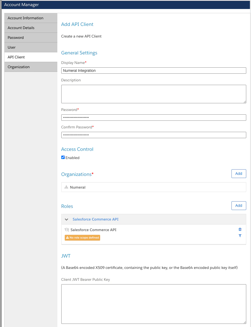 API client form