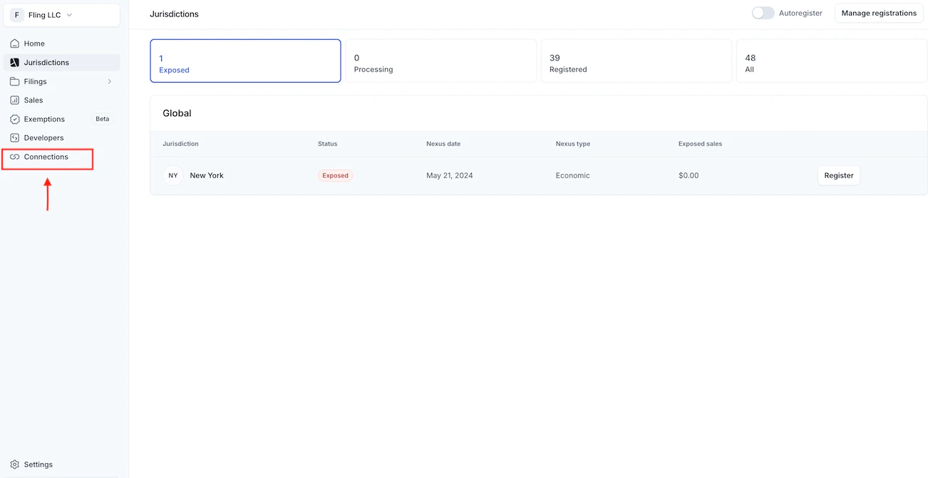 Connections tab