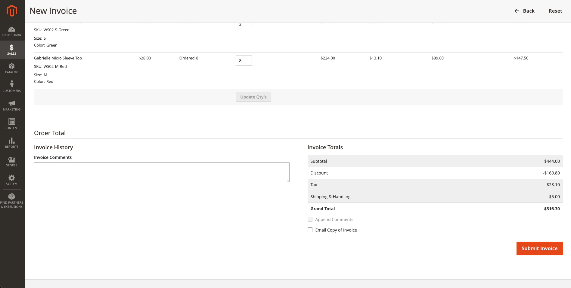 Creating an Invoice