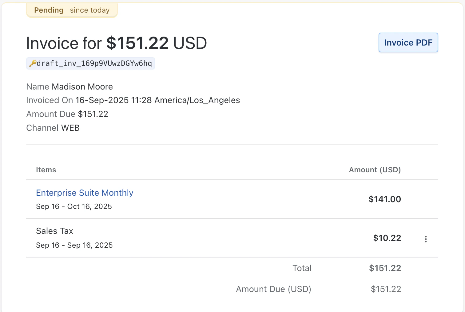 Invoice list