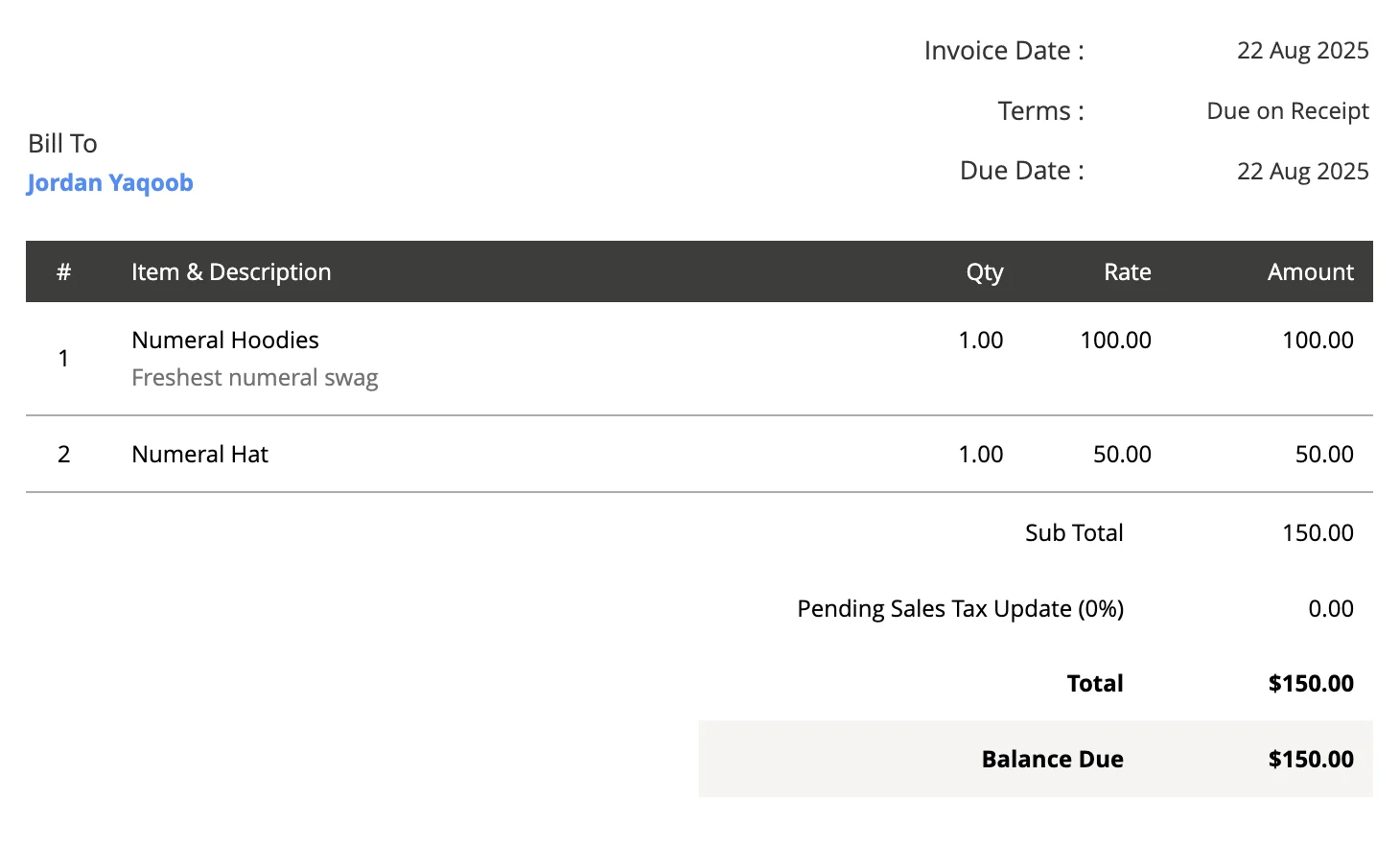 Invoice pending — before Numeral processes