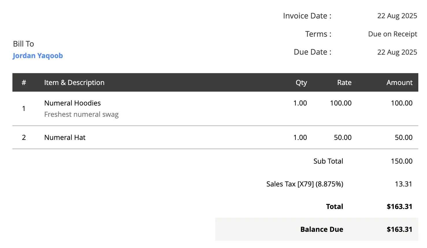 Invoice processed by Numeral