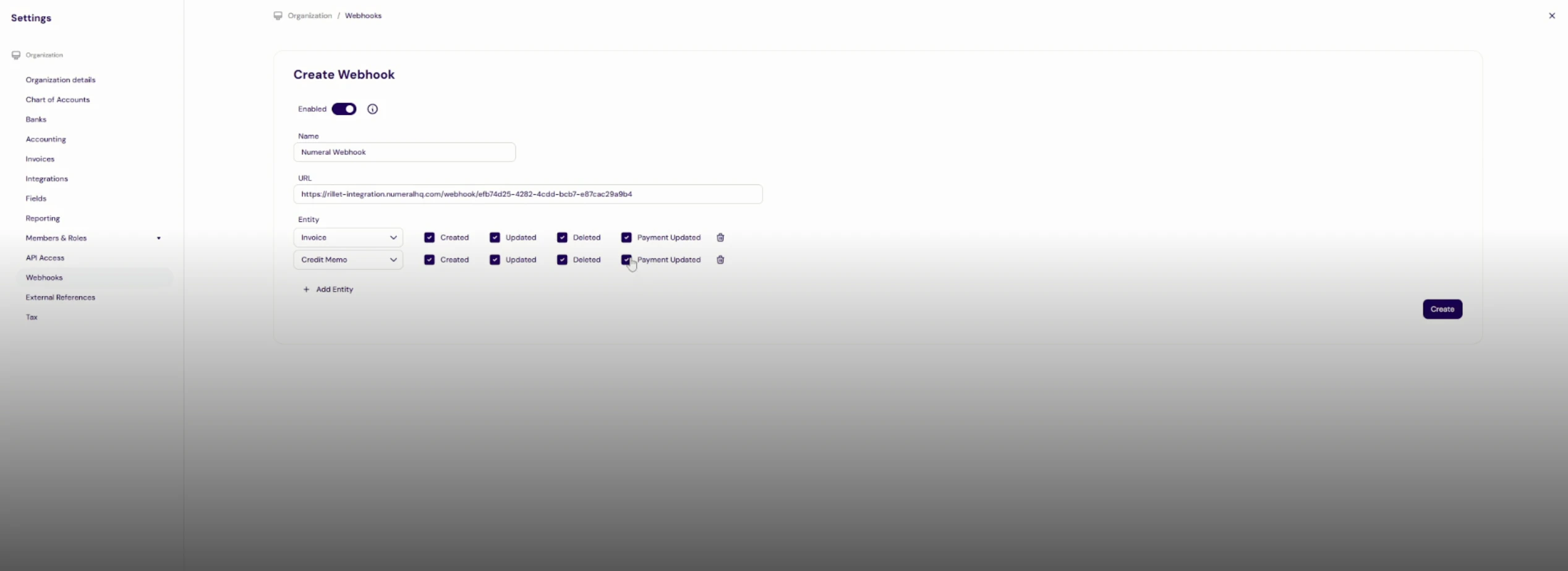 Webhook configuration
