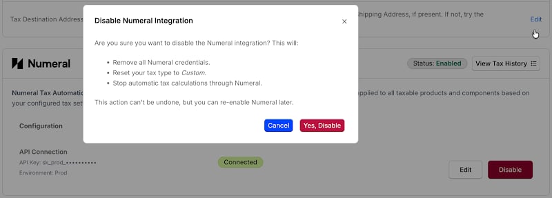 Disable Integration option