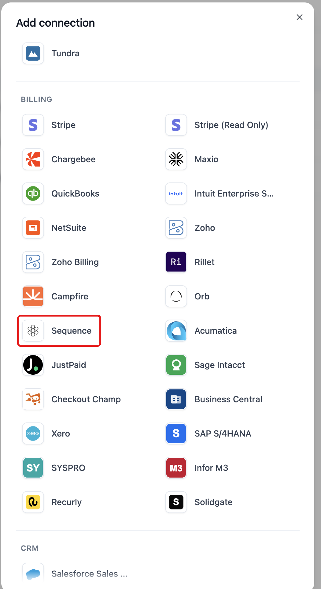 Selecting Sequence from the Add connection menu in Numeral