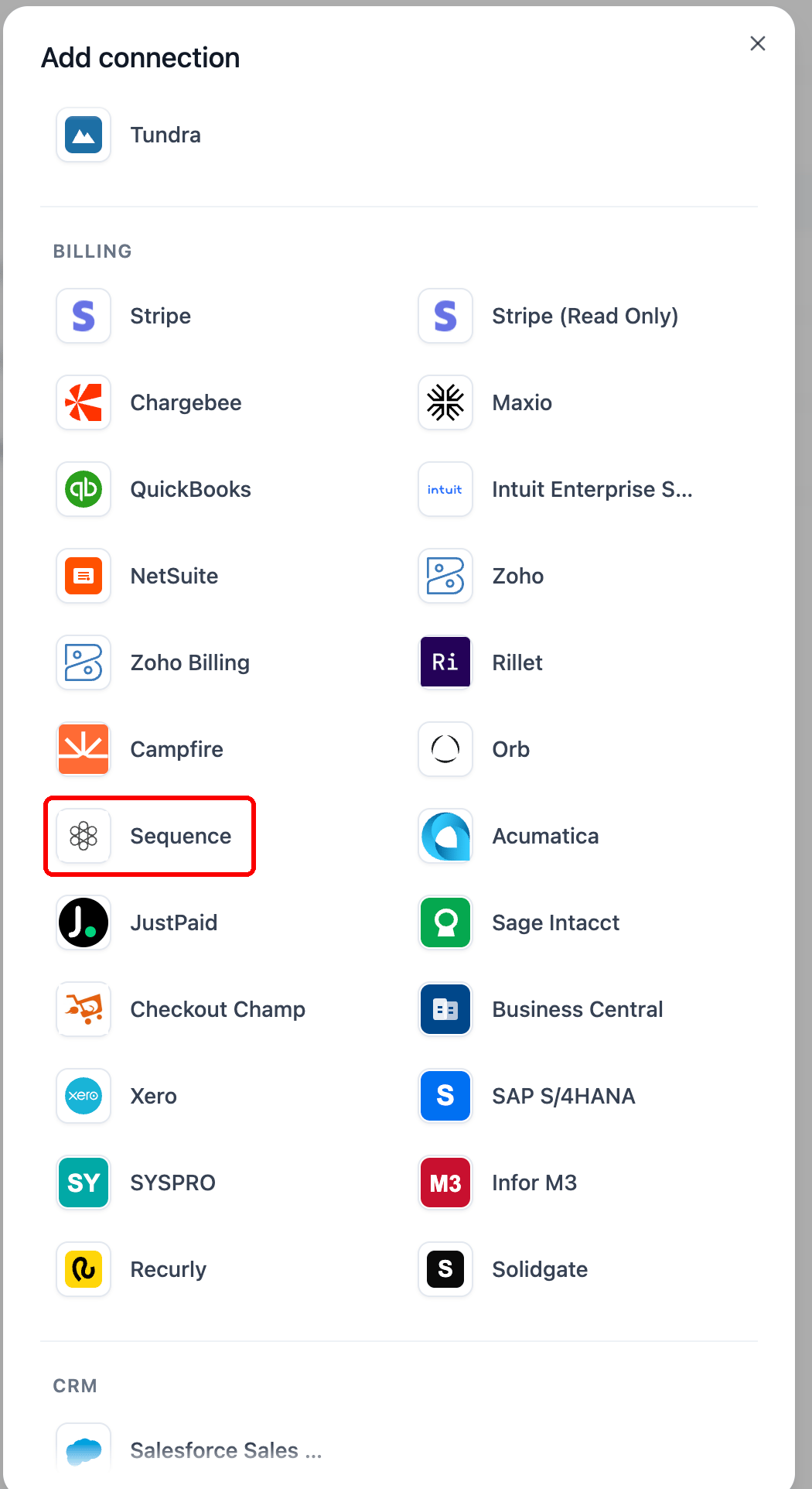 Selecting Sequence from the Add connection menu in Numeral